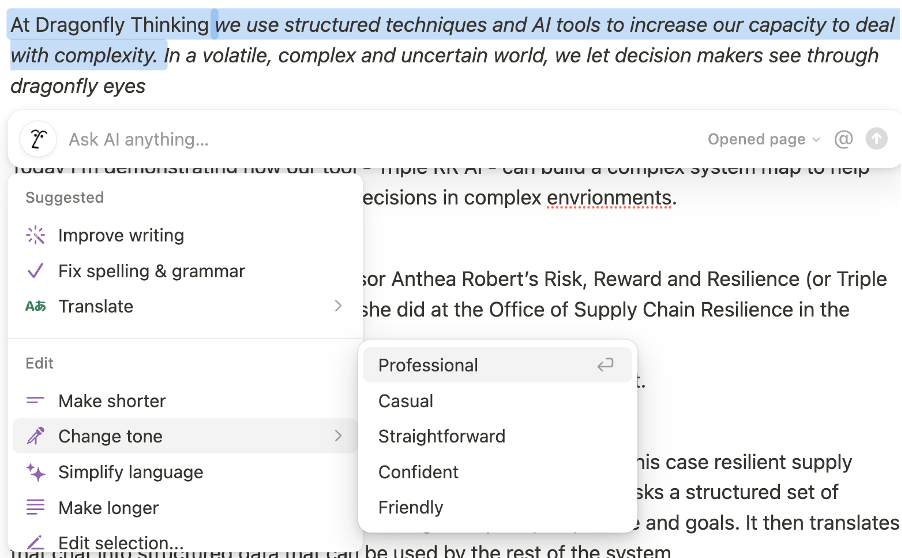 Notion's Write with AI